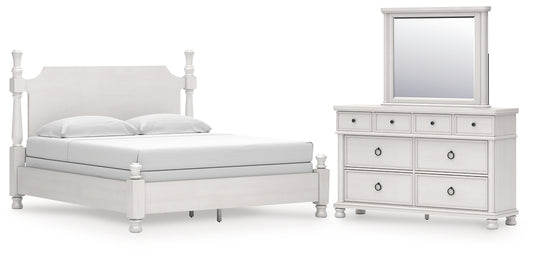 Rowlenstown California King Poster Bed, Dresser and Mirror