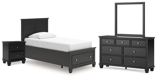 Lanolee Twin Panel Storage Bed, Dresser, Mirror and Nightstand