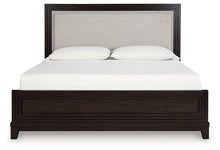 Load image into Gallery viewer, Neymorton Queen Upholstered Panel Bed with Mirrored Dresser, Chest and 2 Nightstands
