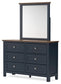 Landocken Twin Panel Headboard with Mirrored Dresser and Nightstand