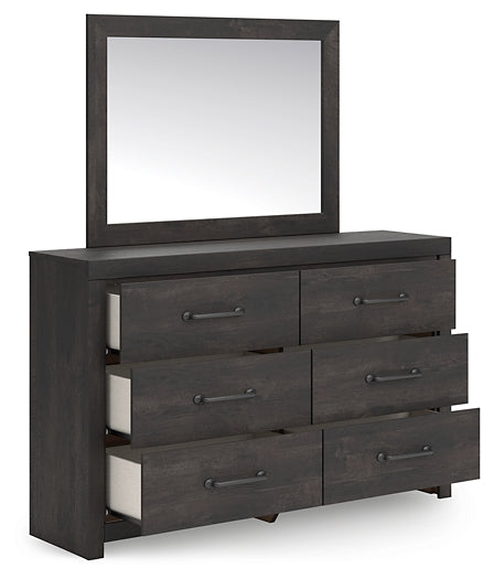 Hollivern Twin Panel Bed with Mirrored Dresser and Nightstand