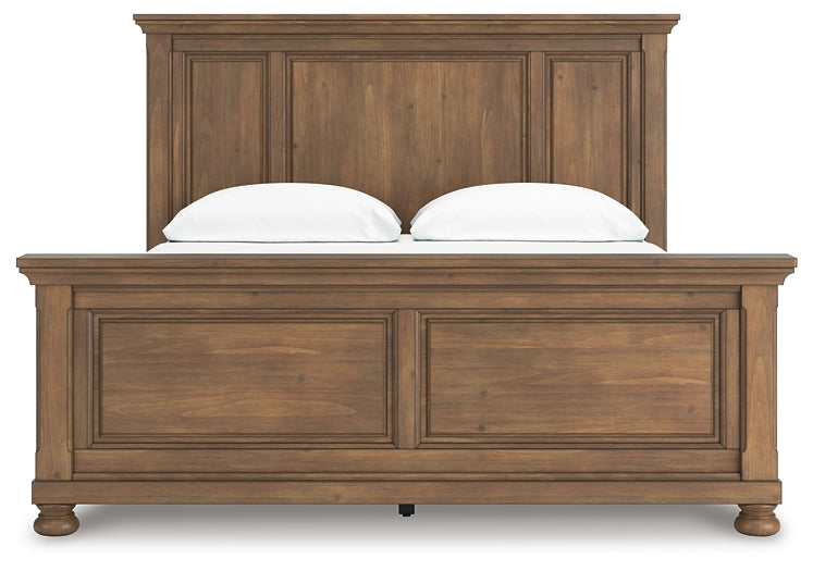 Feddinger California King Panel Bed with Mirrored Dresser and Nightstand