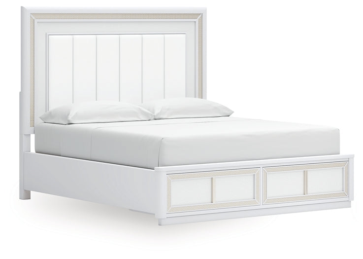 Chalanna King Upholstered Storage Bed, Dresser and Mirror