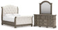 Ardenfield Queen Upholstered Sleigh Bed with Mirrored Dresser