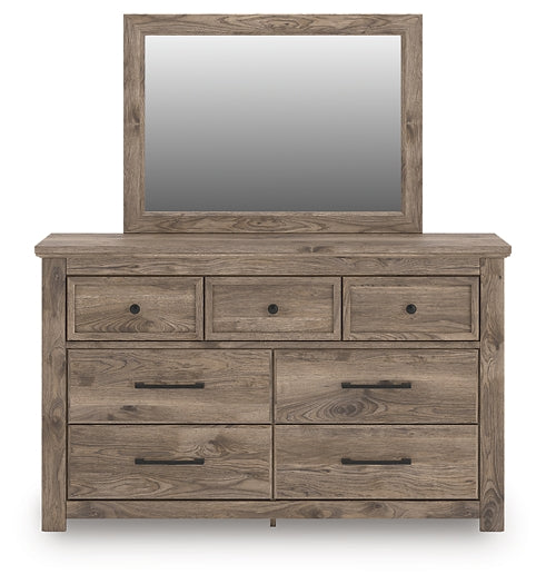 Rusticott King Panel Bed with Mirrored Dresser and Nightstand