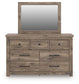 Rusticott Queen Poster Bed with Mirrored Dresser