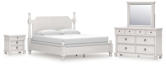 Rowlenstown California King Poster Bed, Dresser, Mirror and Nightstand