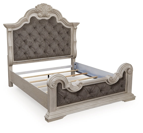 Bruchandi California King Upholstered Panel Bed with Mirrored Dresser