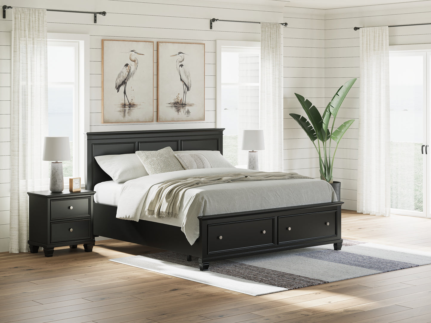 Lanolee King Panel Storage Bed, Dresser and Mirror
