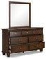 Danabrin Queen Panel Storage Bed, Dresser, Mirror and Nightstand