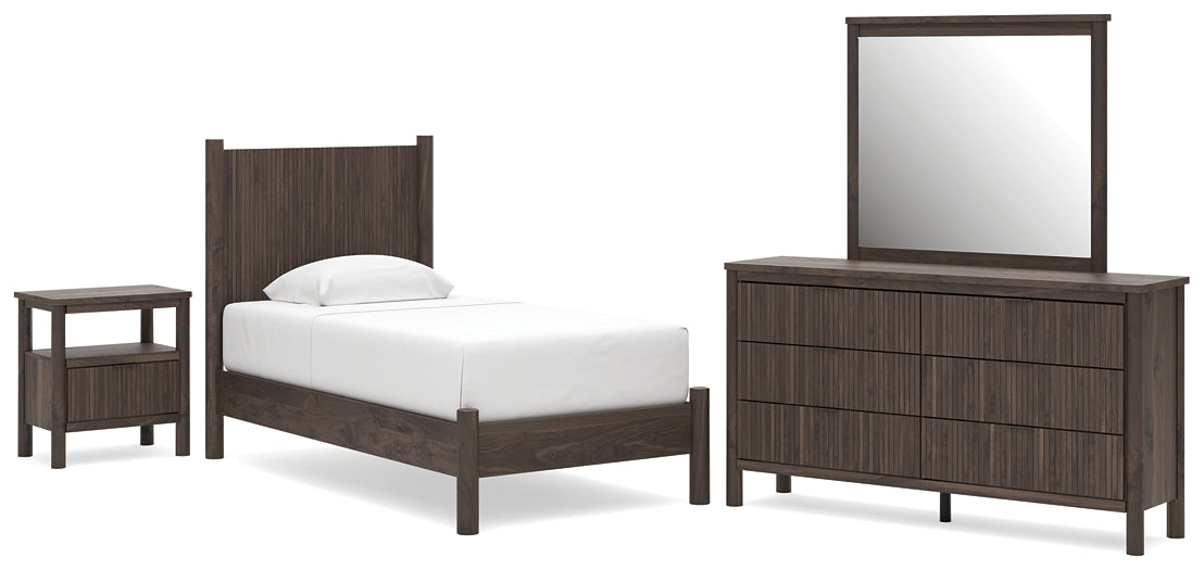 Pamytta Twin Panel Platform Bed, Dresser, Mirror and Nightstand