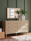 Cielden Full Upholstered Bed with Roll Slats, Dresser, Mirror, Chest and Nightstand
