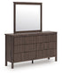 Pamytta Queen Upholstered Panel Bed, Dresser, Mirror, Chest and Nightstand