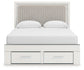 Zuraleus Queen Upholstered Panel Platform Storage Bed, Dresser, Mirror, Chest and Nightstand