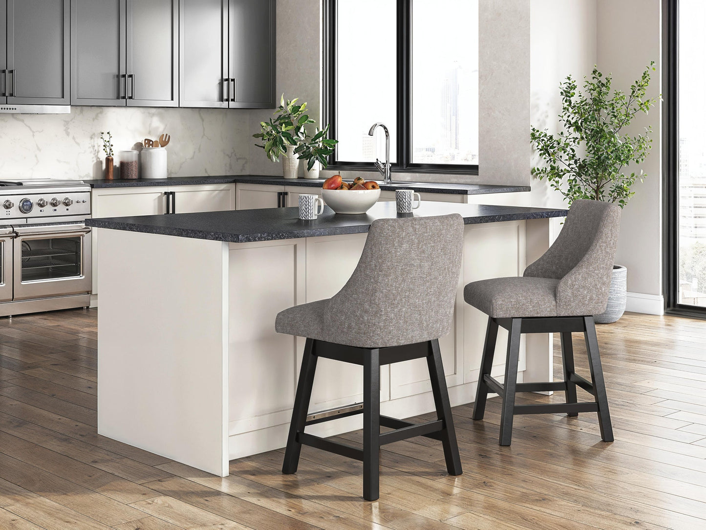Ashley Express - Neymorton UPH Swivel Barstool (2/CN)