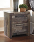 Derekson King Panel Bed with 4 Storage Drawers with Mirrored Dresser, Chest and Nightstand