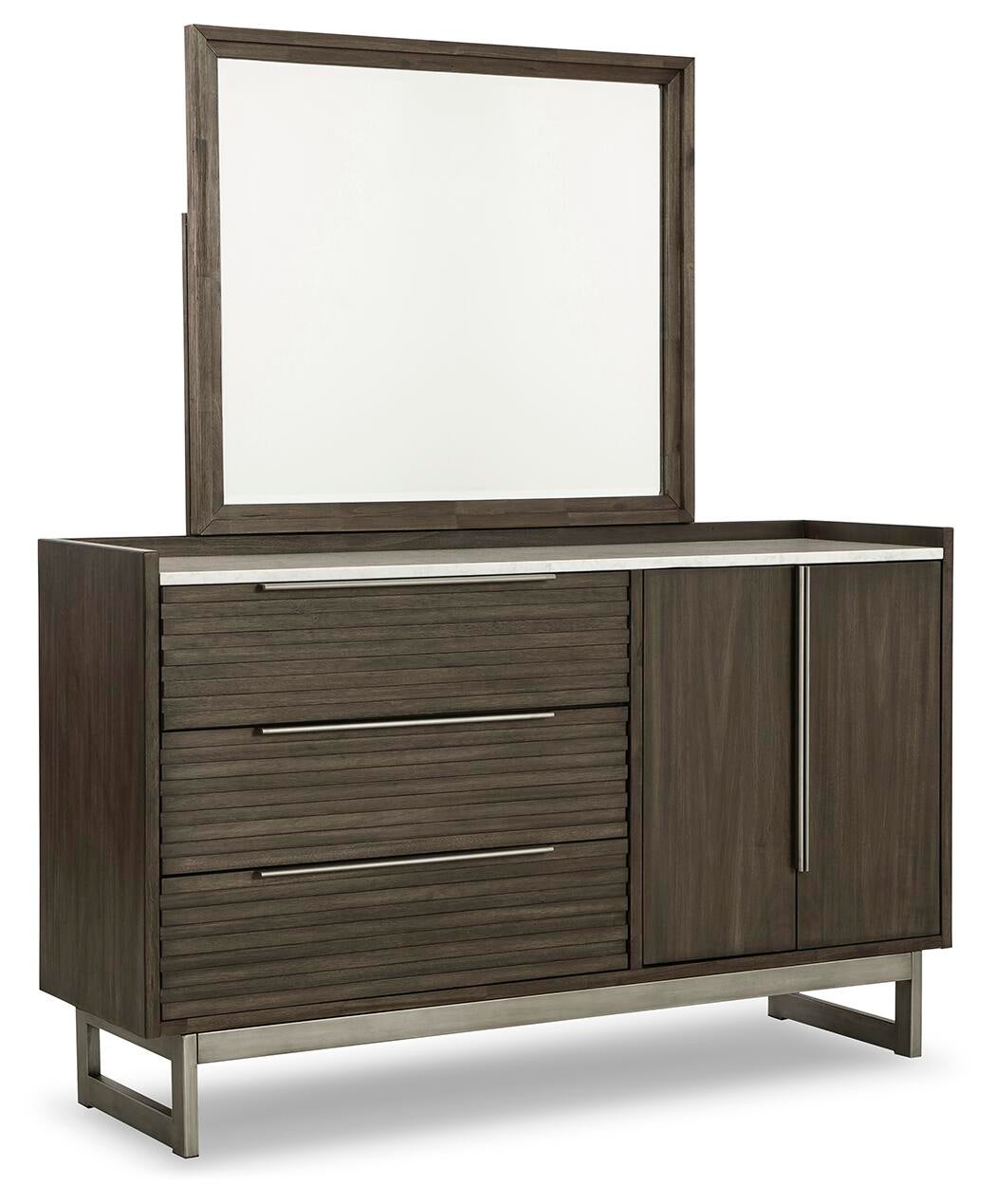 Arkenton King Panel Bed with Mirrored Dresser