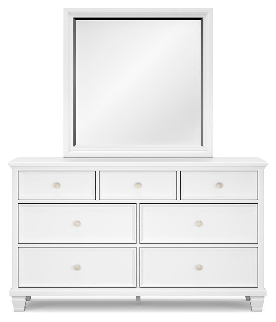 Fortman King Panel Bed with Mirrored Dresser, Chest and Nightstand