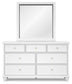 Fortman King Panel Bed with Mirrored Dresser, Chest and Nightstand