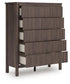 Cadmori King Upholstered Panel Bed, Dresser, Mirror, Chest and Nightstand