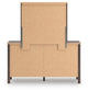 Cadmori King Upholstered Panel Bed, Dresser, Mirror and Nightstand