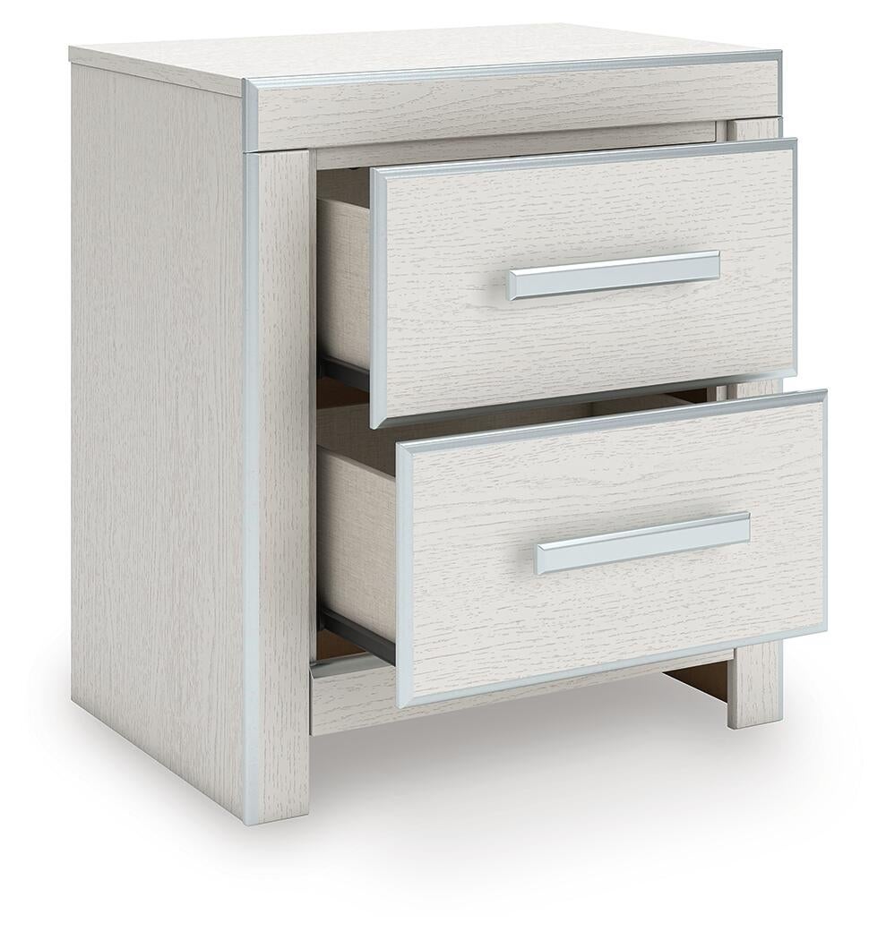 Birmonton California King Upholstered Bed, Dresser, Mirror, Chest and Nightstand