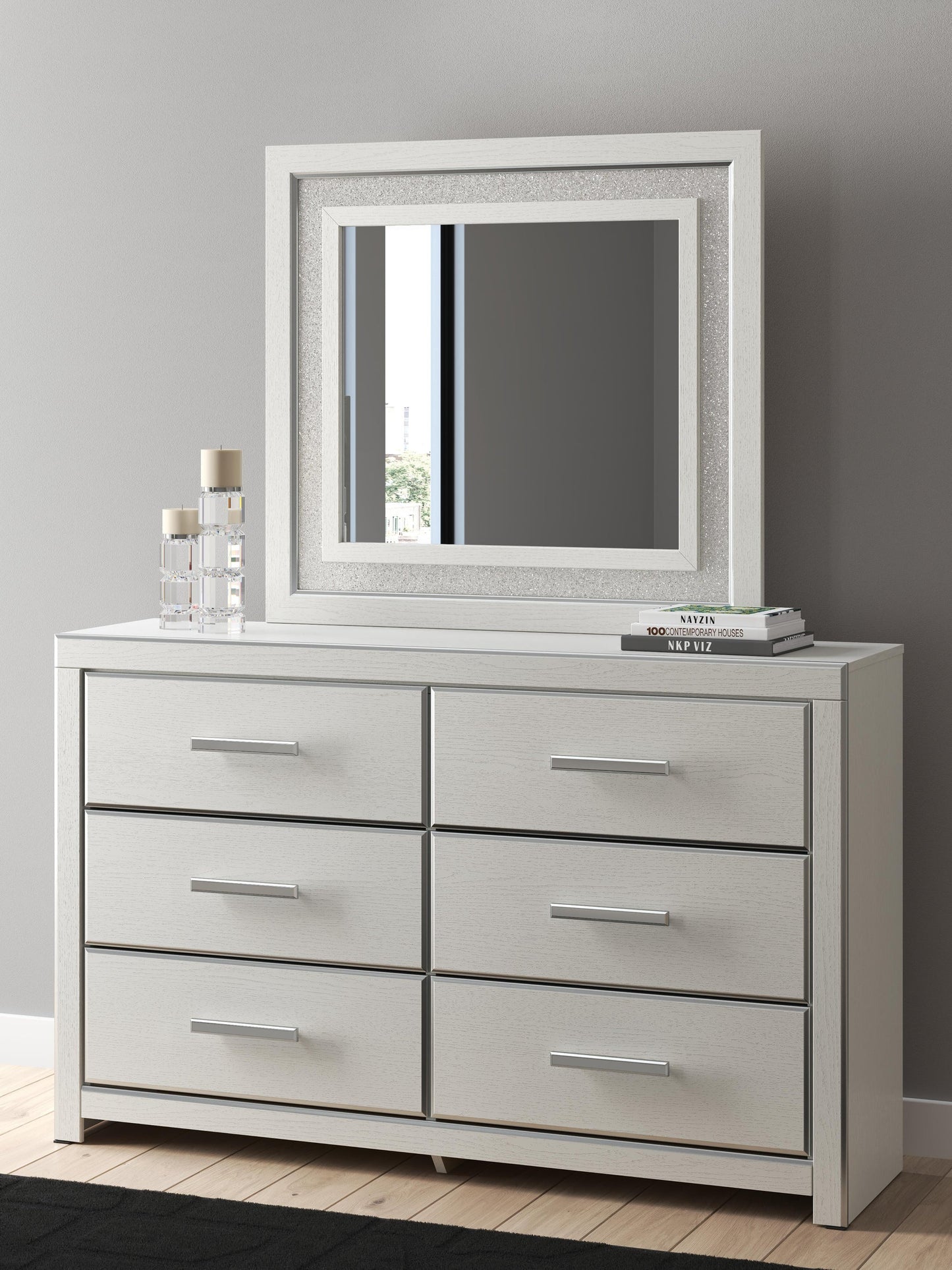 Birmonton King Upholstered Panel Bed, Dresser, Mirror, Chest and Nightstand