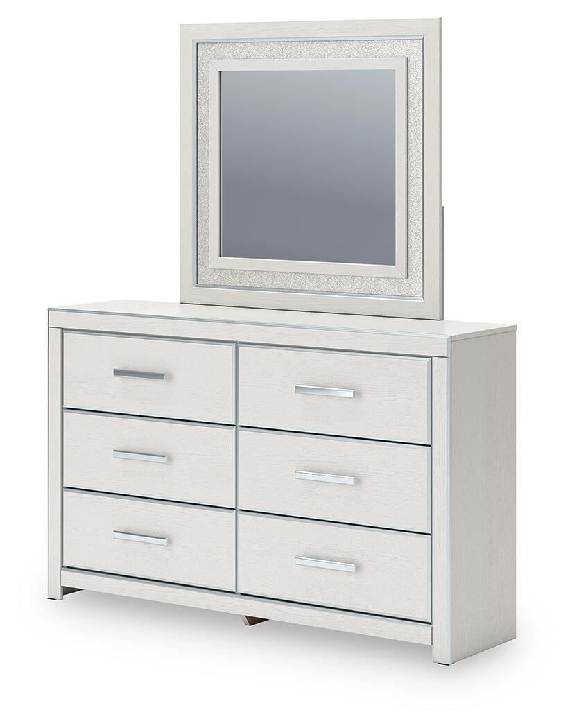Birmonton King Upholstered Panel Platform Storage Bed, Dresser, Mirror, Chest and Nightstand