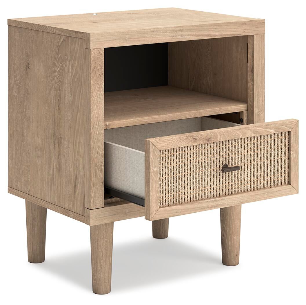 Cielden California King Upholstered Bed with Roll Slats, Dresser, Mirror and Nightstand