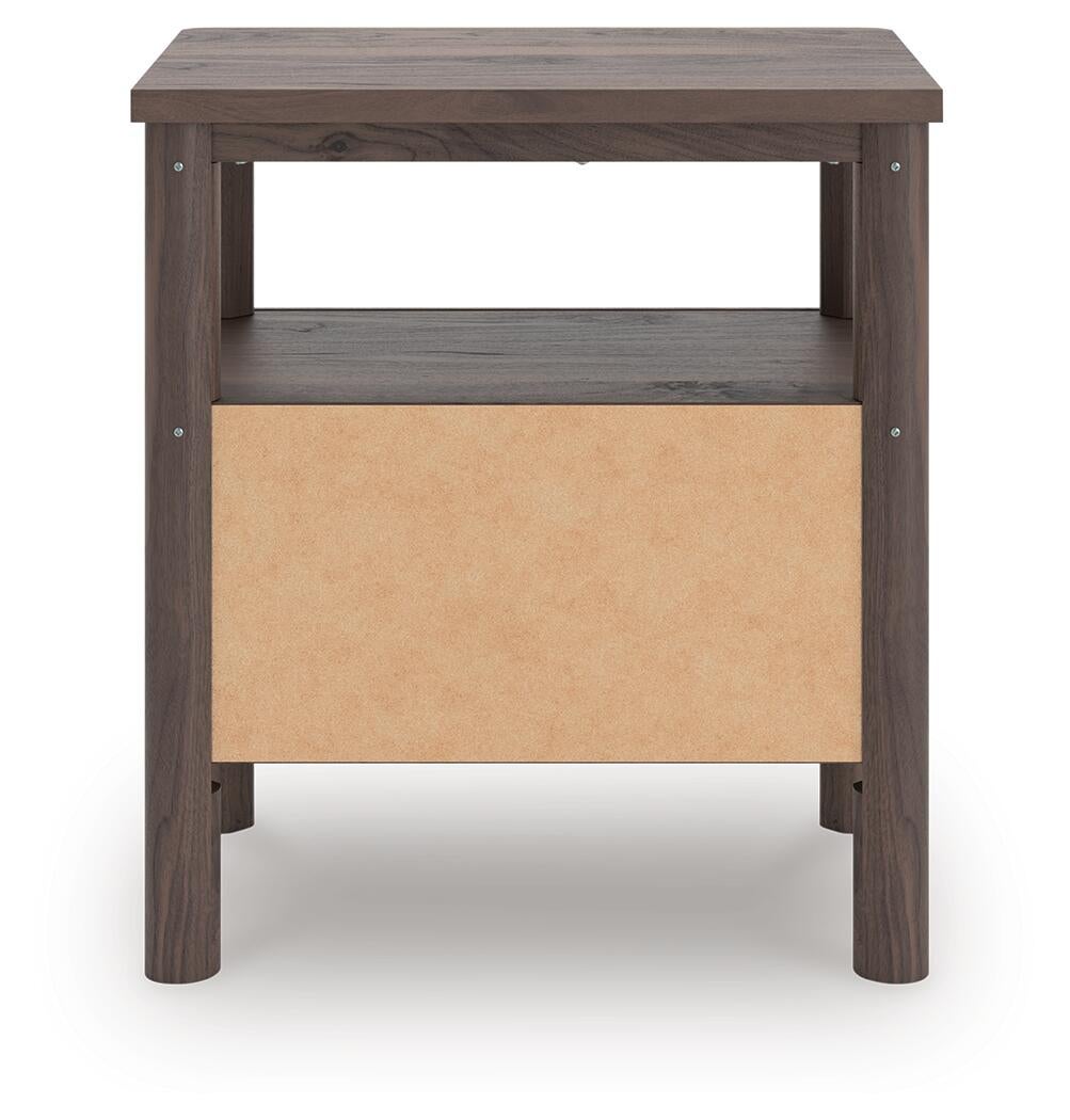 Cadmori Queen Upholstered Panel Bed, Dresser, Mirror and Nightstand