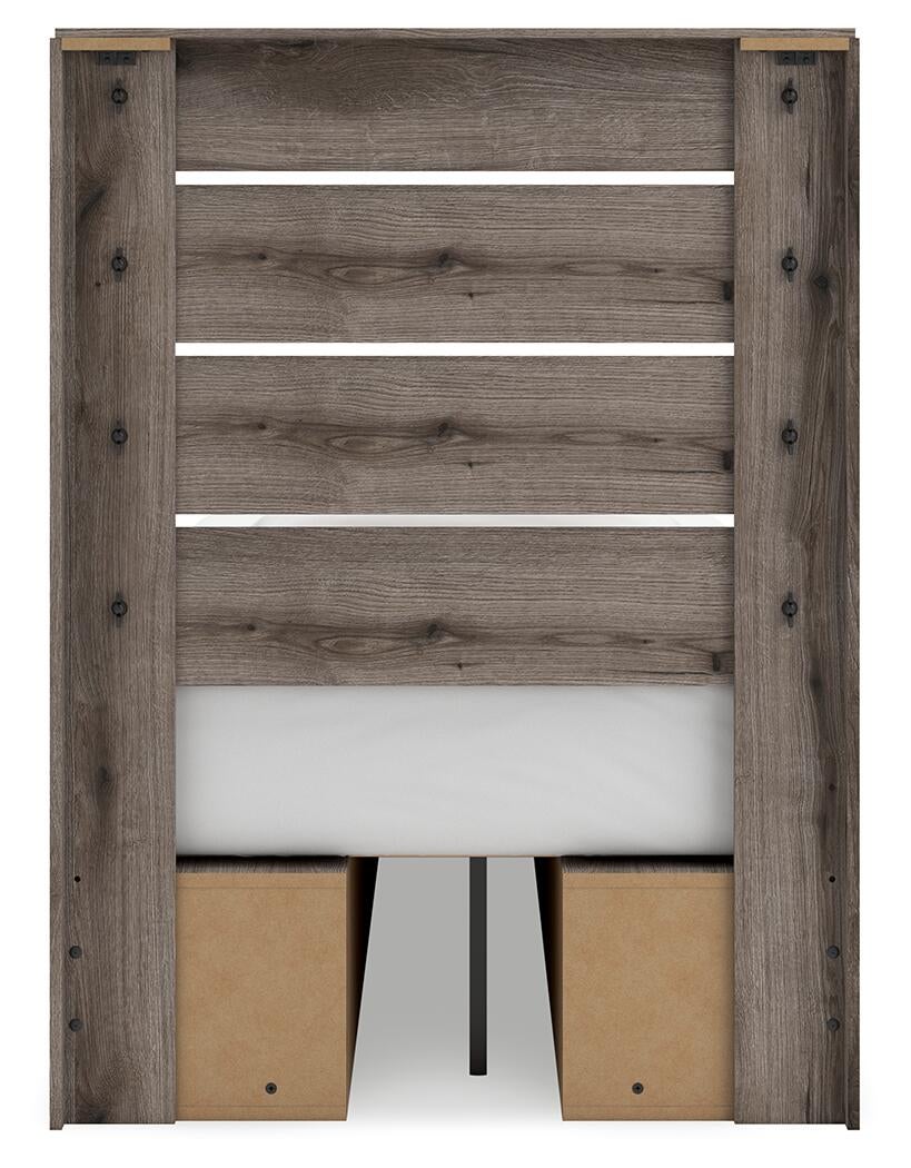 Urbanoore Twin Panel Bed with Storage, Dresser and Mirror