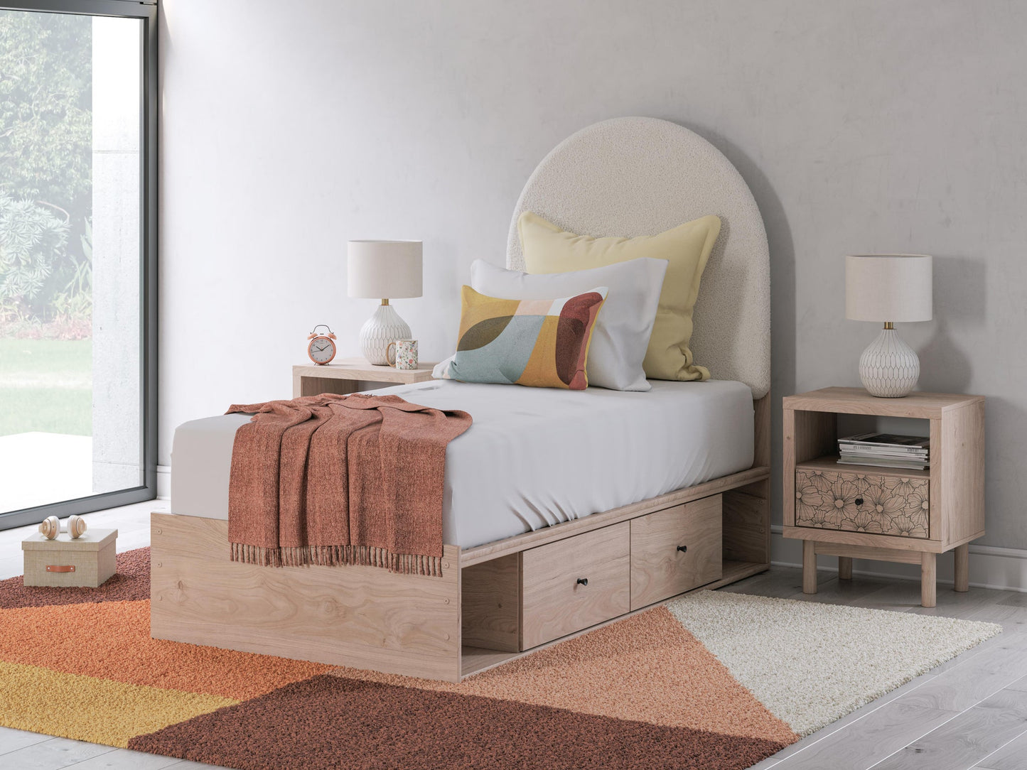 Arloster Twin Upholstered Panel Bed with Storage