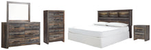 Load image into Gallery viewer, Drystan King/California King Bookcase Headboard with Mirrored Dresser, Chest and Nightstand
