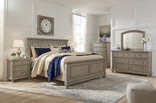 Load image into Gallery viewer, Lettner King Panel Bed with Mirrored Dresser and 2 Nightstands
