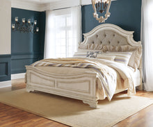 Load image into Gallery viewer, Realyn King Upholstered Panel Bed with Mirrored Dresser
